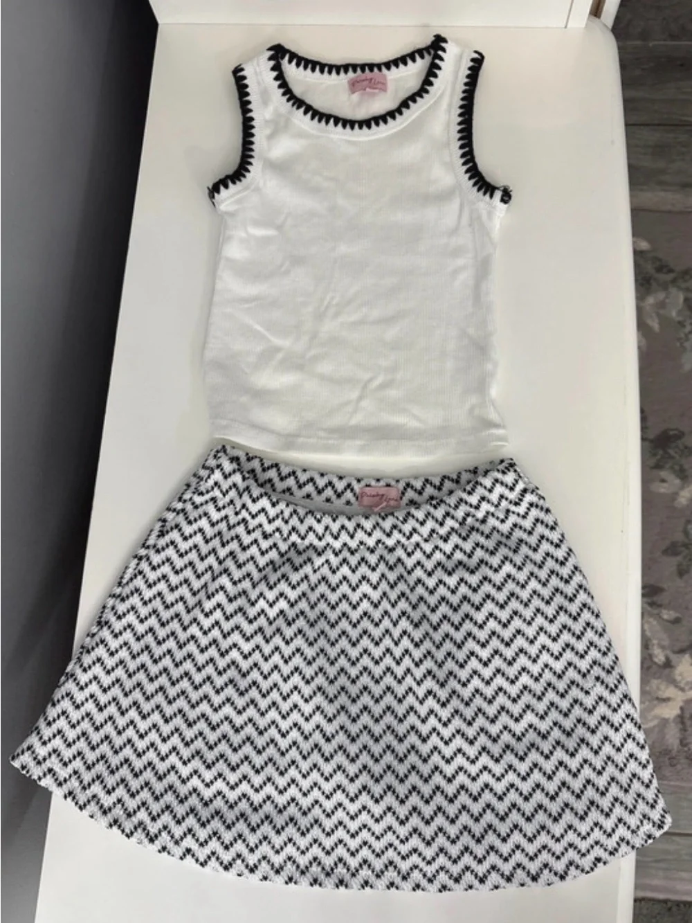Girls White and Black Two-Piece Matching Set by Paisley Lane